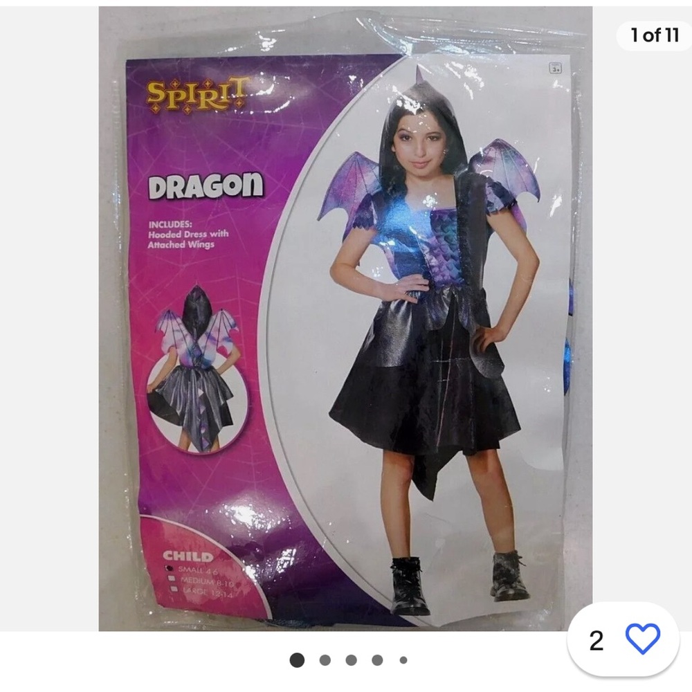 Girls Spirit of Halloween sized Large dragon costume